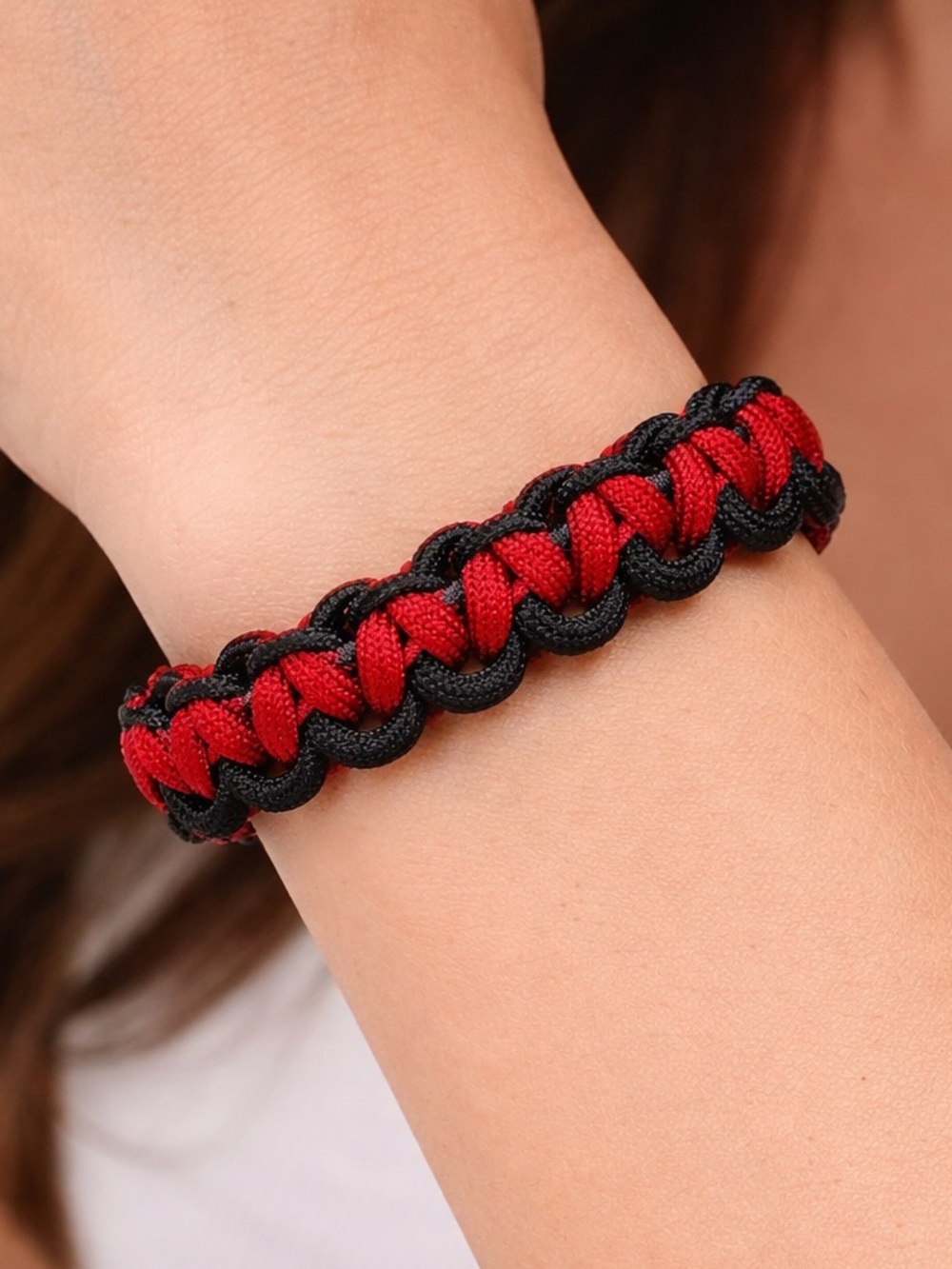 Handmade Paracord Braided Bracelet In Black and Red | Pick Your Size